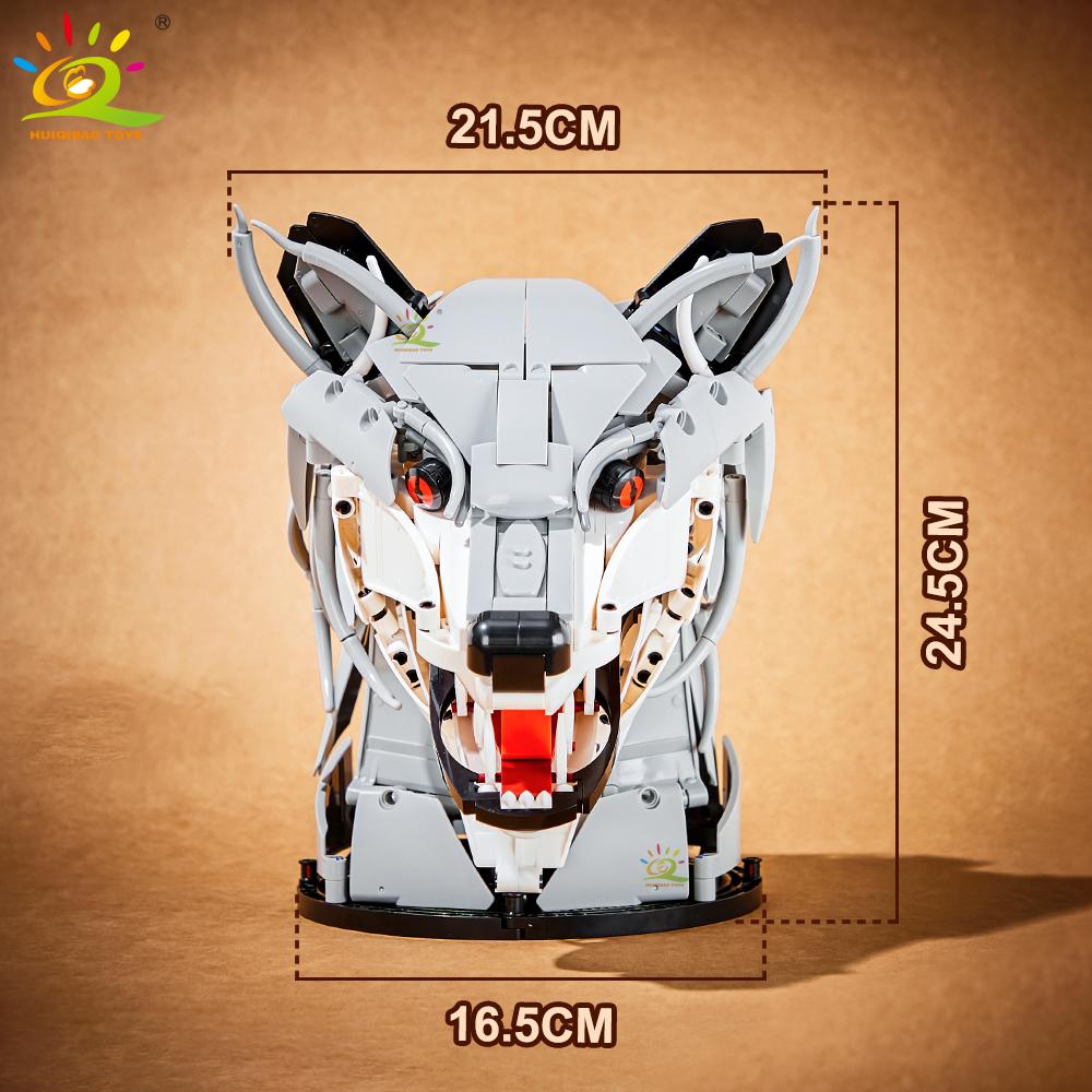 Non-Toxic Moc Creative Wolf Deer Eagle Head Model Building Blocks Animal Pendant Wall Decor Wall Hanging Sculpture Home Decor Toy