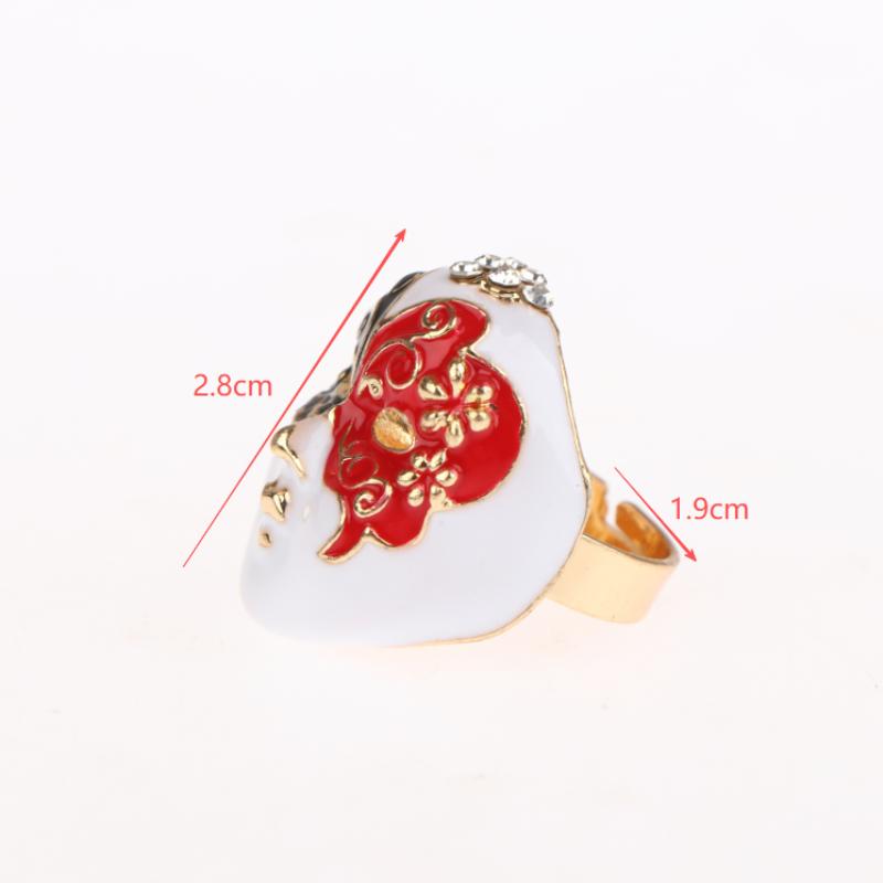 

‘1Pc New Personality Chinese-style Drip Oil Peking Opera Facial Makeup Alloy Finger Rings Adjustable Jewelry Gift