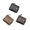 Men Faux Leather Wallet Large Capacity Wallet with ID Window Zipper Button Vintage Front Pocket Anti-Theft Multi-Slots Credit Card Holder