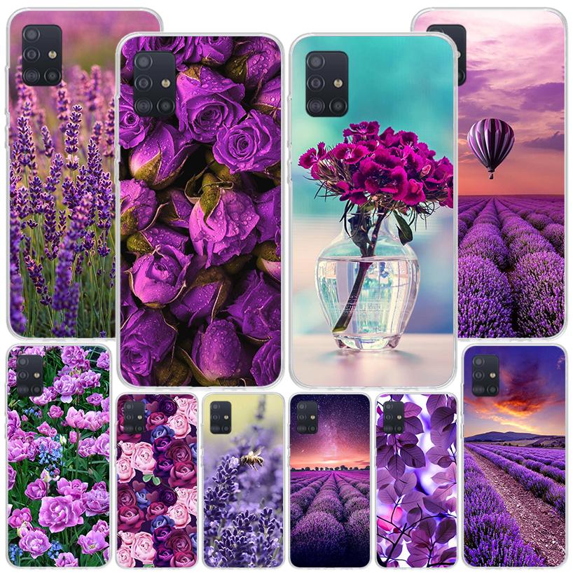 Purple Lavender Flowers Phnoe Case for Samsung Galaxy A12 A22 A32 A42 A52 A51 A50S A20S A10S A41 A31 A21S A40 A30S A20E A71 A70