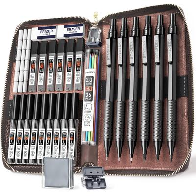 STAGEEK Mechanical Pencil Set In Leather Black Case,