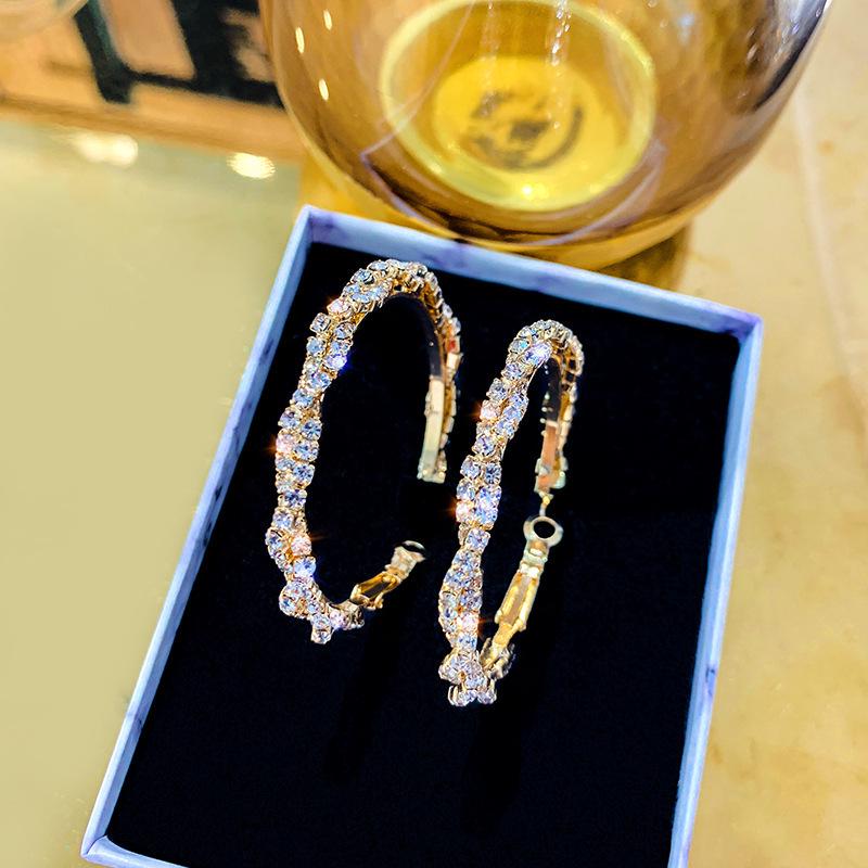European and American Silver Needle Zircon Earrings: High-End, Versatile, Exaggerated Personality Design