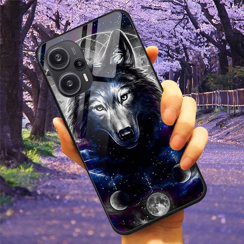 For Xiaomi Poco F5 5G / F5Pro Case Tempered Glass Lake Moon Hard Phone Cover for POCO F5 Pro Capas Funda on PocoF5 Luxury Coque