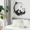 Creative Couple Cats Silhouette Wall Stickers, Romantic Home Decor for Bedroom, Living Room and Hallway, Love Themed Wall Art