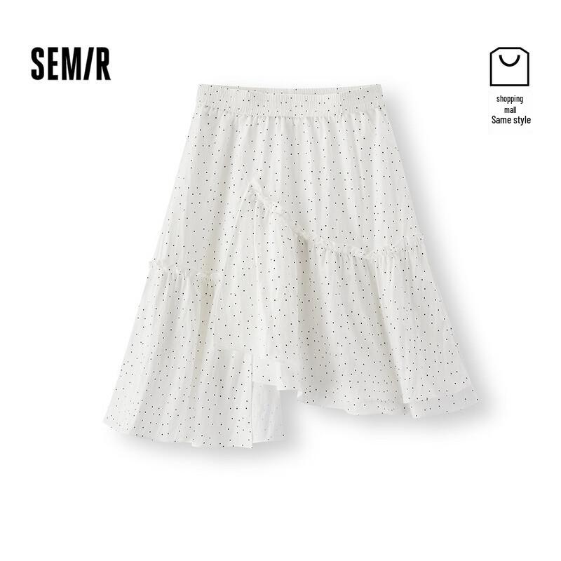 Semir Women s Chic Irregular Ruffle Polka Dot Skirt M