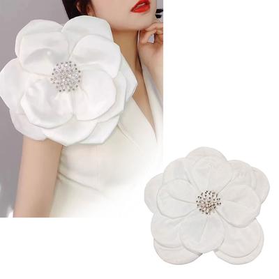 Broșă cu flori din țesătură în straturi elegantă Accesoriu la modă pentru rever cu flori mari, ornament elegant pentru ace pentru femei