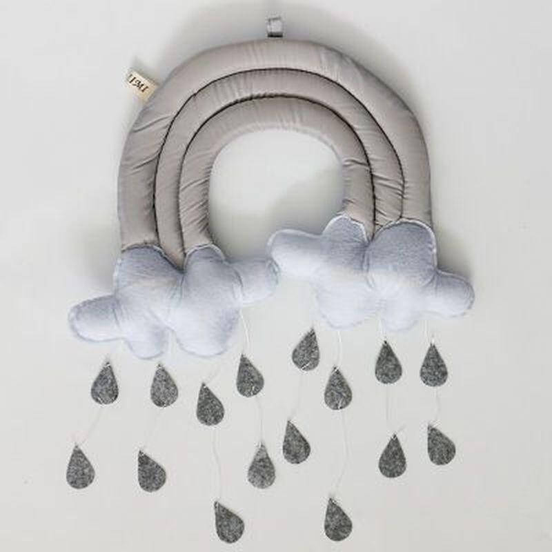 Nordic Cloth Hanging Tent Ornaments Cloud Raindrops Wall Children Baby Photography Warm Decor 1 pc gray Cloud black raindrop