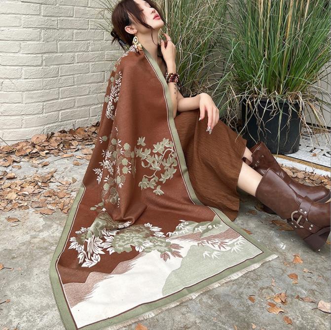 New Arrival Women'S Scarl Thickening Warm Pashmina Cashmere Scarf Female Autumn Winter Soft Scarf Shawl Multipurpose Blanket