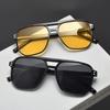 2 pezzi-Occhiali da sole quadrati vintage per donna uomo montatura spessa doppio ponte occhiali da vista femminile chic poligonali occhiali da sole sfumati