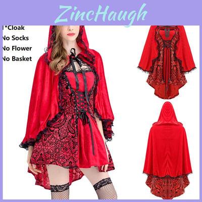 Women Girls Gothic Little Red Riding Hood Cape Fancy Dress Halloween Costume For Adults And Teens