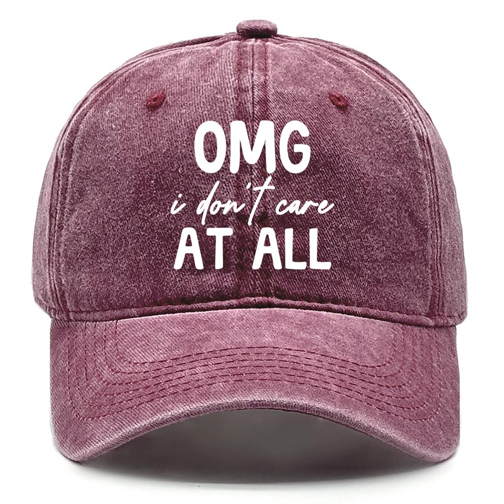 “I Don't Care At All” Unisex Snapback Baseball Caps Dad Hat Adjustable Buckle Headwear Sun Hat Ideal Choice For Casual Wear