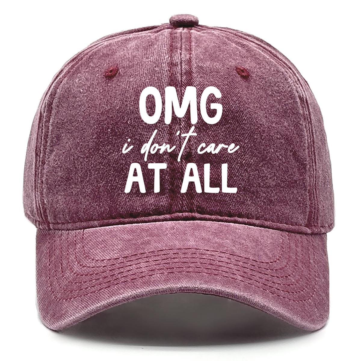 

“I Don t Care At All” Unisex Snapback Baseball Caps Dad Hat Adjustable Buckle Headwear Sun Hat Ideal Choice For Casual Wear вино красного