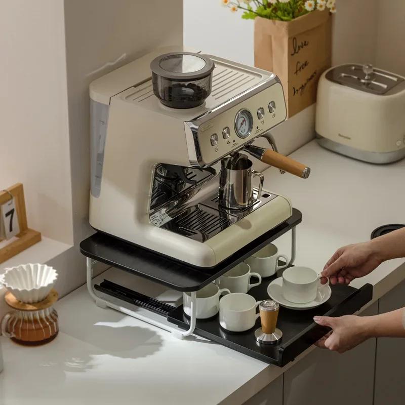 Creative Coffee Machine Storage Racks Wooden Countertop Cups Office Holders Racks Display Shelf Organizer Shelves Kitchen