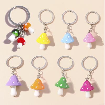Cute Resin Simulation Mushroom Keychain Women Girls Key Ring Pendants for Handbag Decor DIY Kid's Jewelry Gifts