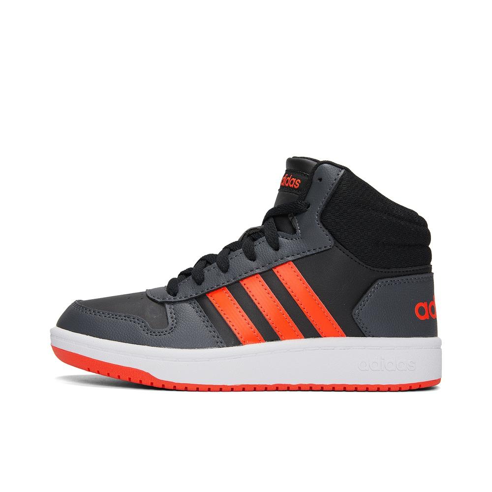 

Adidas Neo Hoops 2.0 Mid K Casual Slip Resistant Abrasion Resistant Mid top Kids Skateboarding Shoes Black Red Kids GZ7768 28