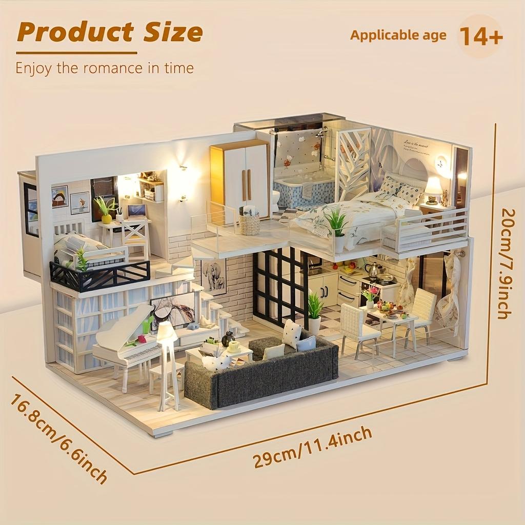 1pc,Diy Wooden Doll House,Assembly Model Kit,3d Puzzle, Birthday Christmas Gifts for Teenagers and adults,Home Decor Micro Model