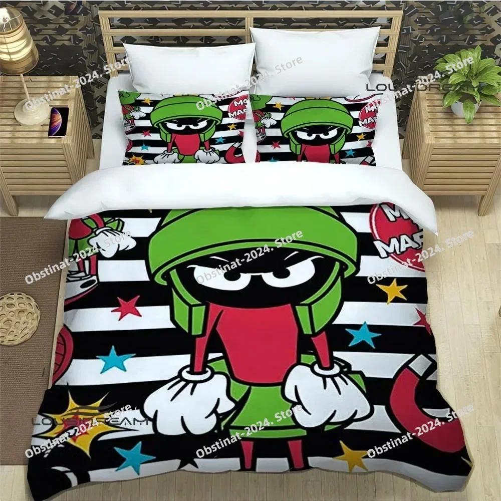3D Marvin The Martian Cartoon Bedding Set Print With Pillowcase Bed Duvet Cover Single Double Queen Super King Size Luxury Gift