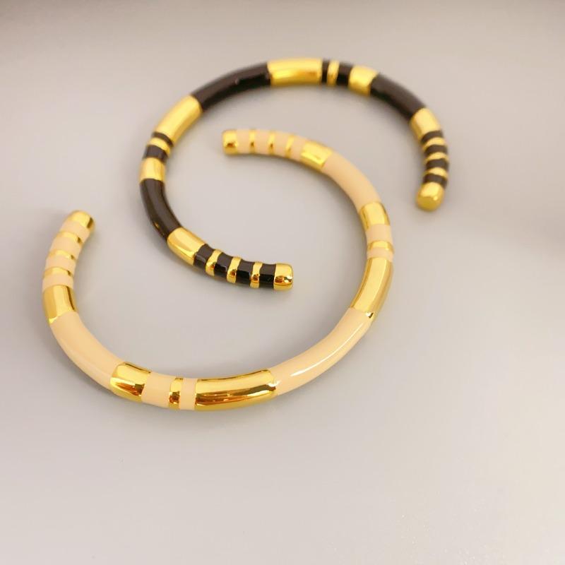 Meier Copper-plated real gold stylish bamboo-shaped enamel glaze dripping oil elegant bracelet