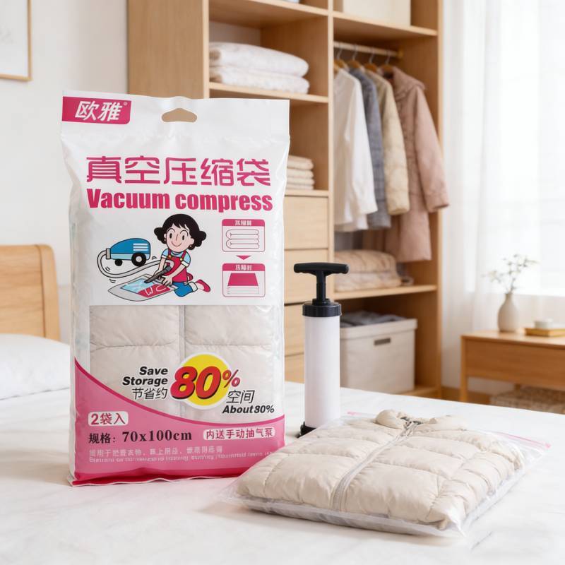 Compression Storage Bag For Winter Clothes With Pet Pe Material And No Pump Needed For Travel