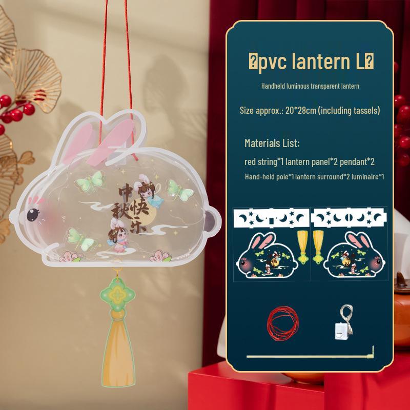 DIY Mid-Autumn Festival Children s Handheld Lantern Kit: Flower, Rabbit, and Rotating PVC Designs