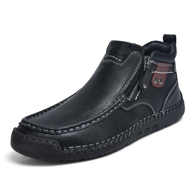 Casual Sneaker Loafers Casual Shoes High Boots Leather Winter Sport for Men Soft and Comfortable Non-slip Cotton-padded shoes