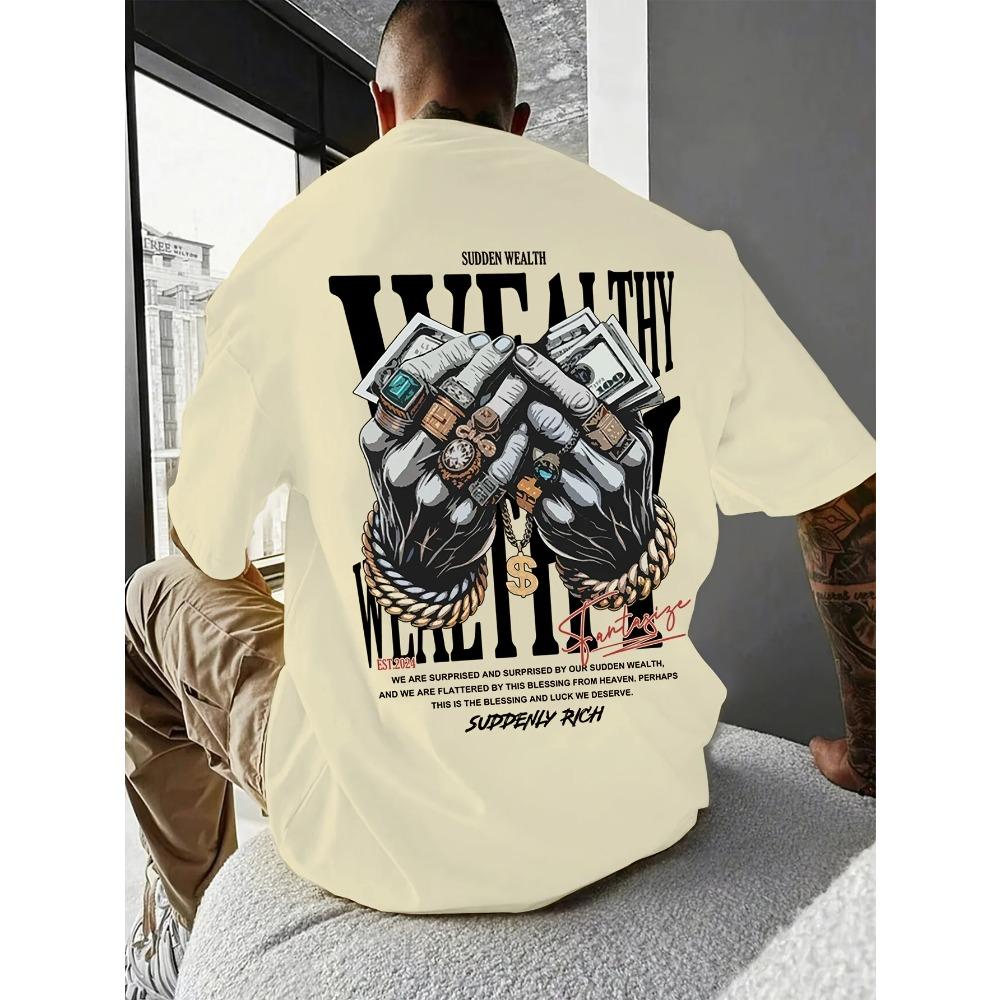 Lässiges Herren-Grafik-T-Shirt mit einzigartigem Handschmuck-Design - Weiche Mischung, Stretch-Passform, Perfekt für Sommerausflüge