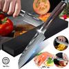 5 Inch Santoku Knife Japanese Kitchen Knives Damascus Pattern Professional Cooking Knife for Cutting Vegetable Fruit Meat