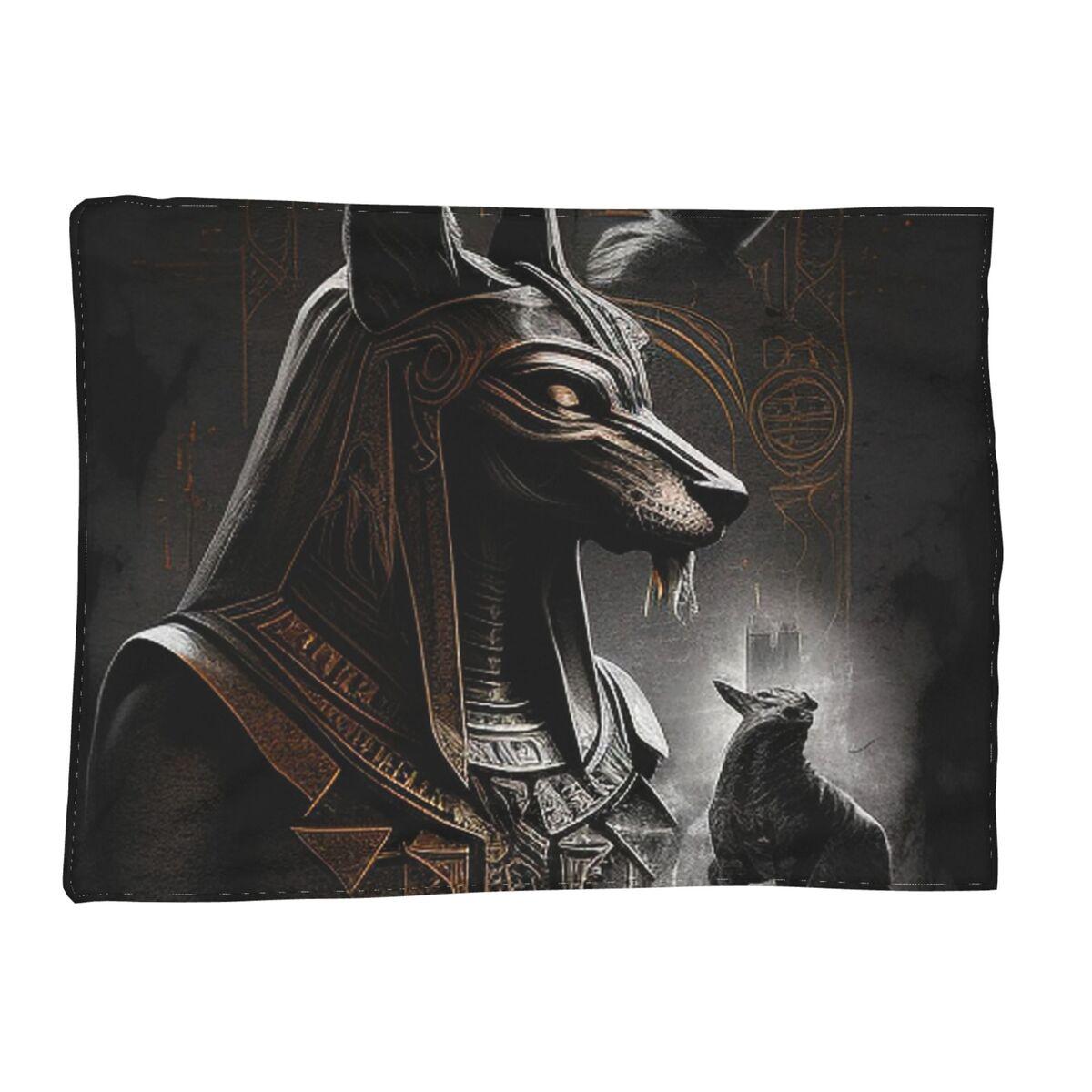 Ancient Egypt God Anubis Egyptian Pharaoh Blanket Soft Warm Flannel Throw Blanket Bedding for Bed Living room Picnic Travel Home 80x120cm