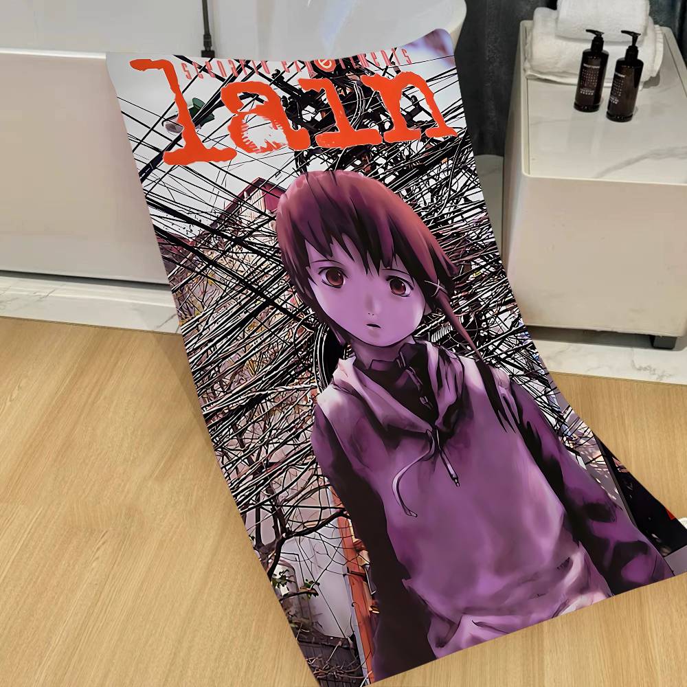 Serial Experiments Lain Anime Bath Towel Microfiber Soft Water Absorbing Breathable For Girl Kids Decorative Cartoon Beach