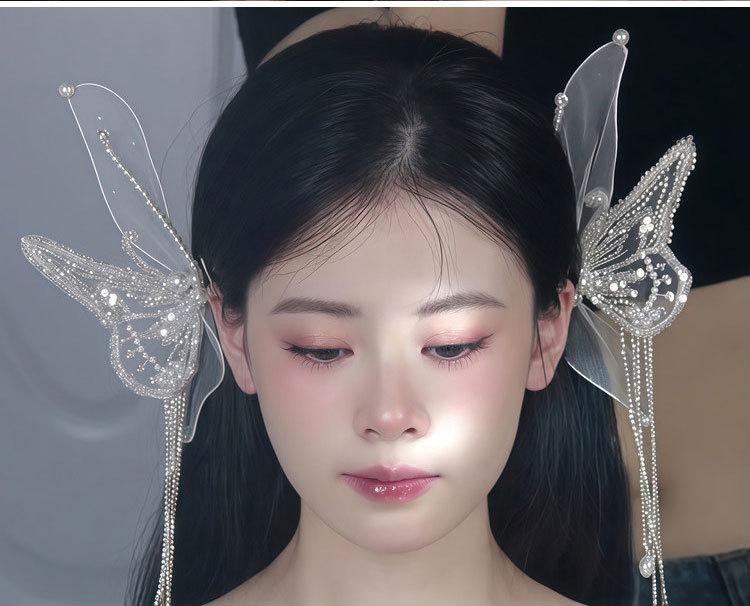 Li Yitong Style Pearl & Butterfly Fairy Wedding Hair Clip