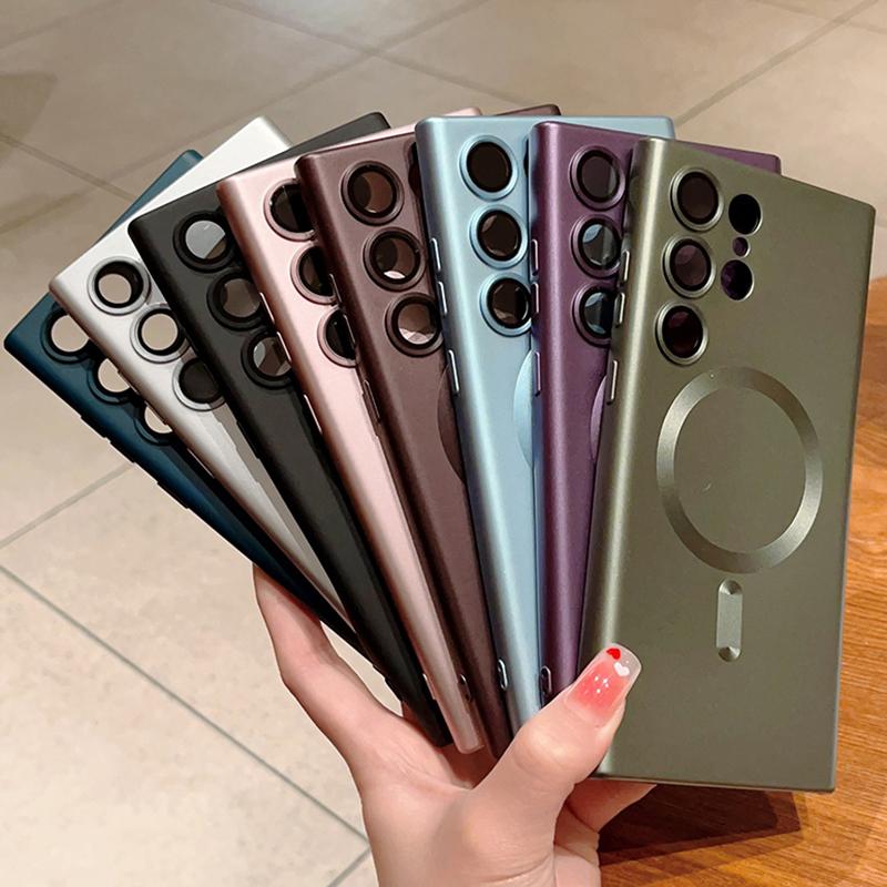 For Magsafe Soft Silicone Case For Samsung Galaxy S24 S23 S22 S21 S20 Ultra Plus S23 S21 FE Phone With Camera Lens Full Covers