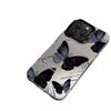 Obsidian Butterfly Silver Shell Phone Case for Apple 17/16/15 Pro, 14 Pro Max, 13/12/11X