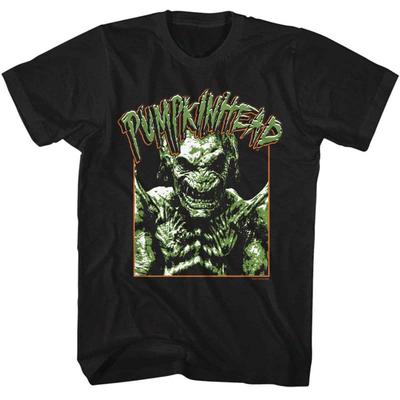 Kürbiskopf Foto und Logo Schwarzes T-Shirt