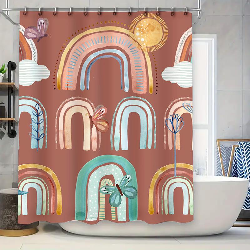 

Colorful Shower Curtain With Abstract Design: Bright And Vibrant Bathroom Decor For A Splash Of Fun W60H190(CM)-1 Pcs