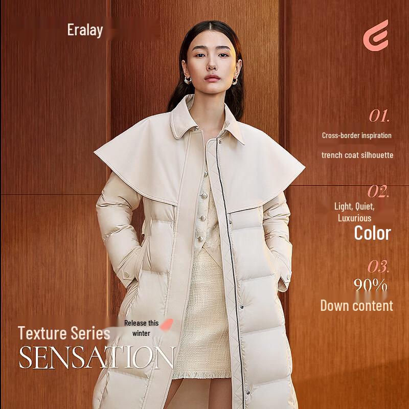 Aolaiyi Women's Elegant Long Trench-Style Down Jacket