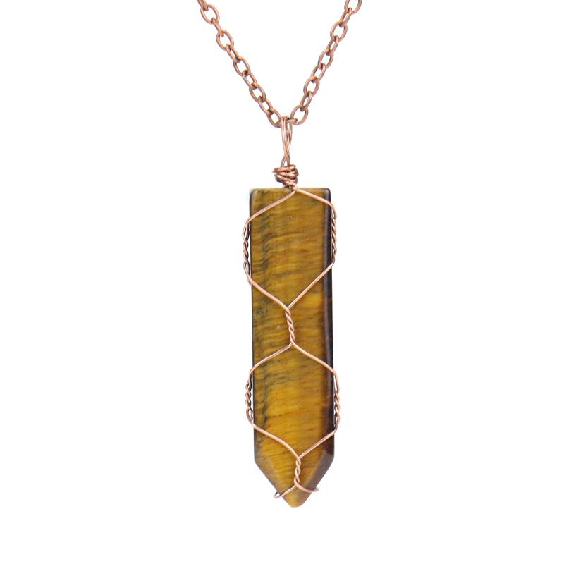 TikTok Live Handmade Amethyst Sword-Shaped Net Bag Pendant Necklace (N505)