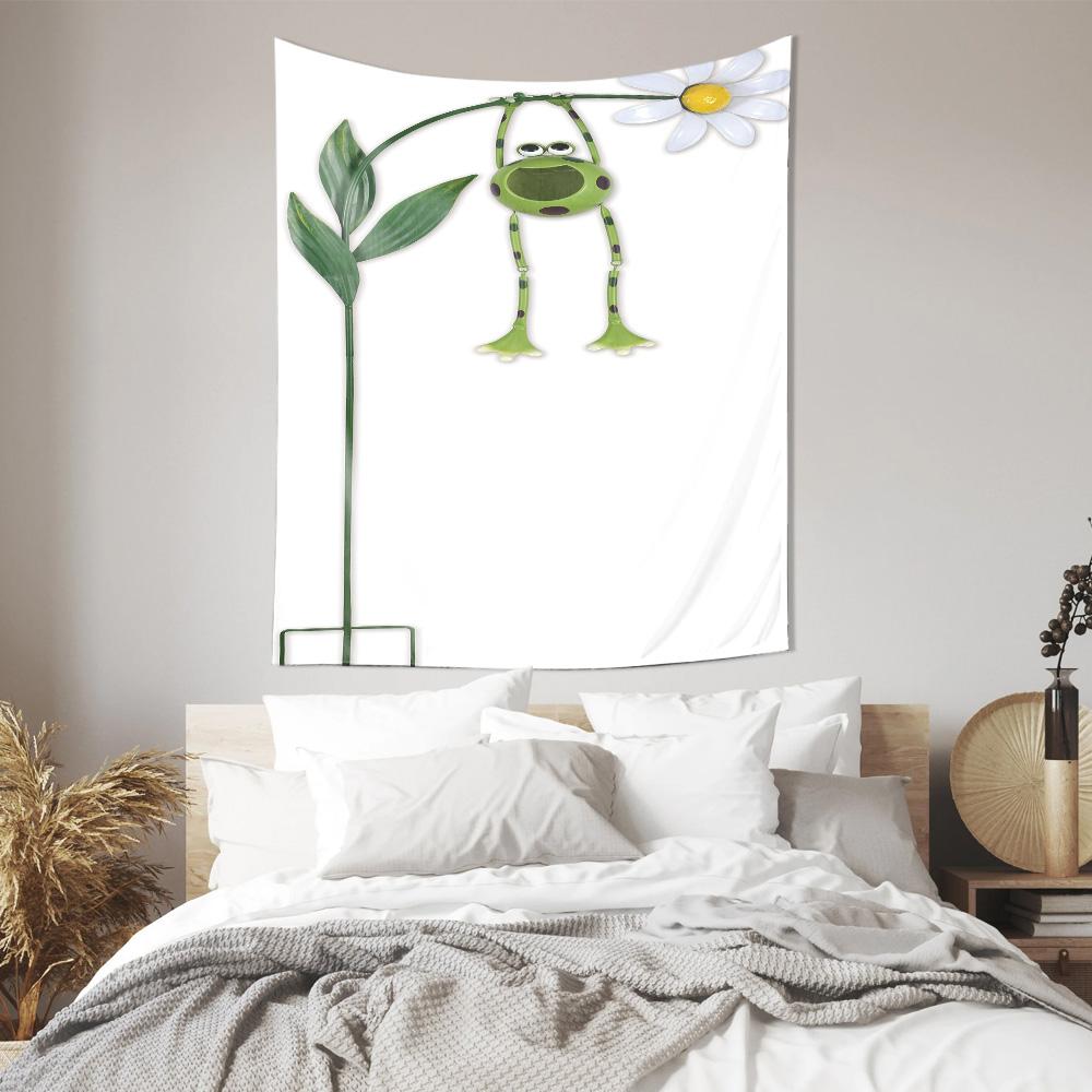 Creative Fun Wall Hanging Frog on a Swing Theme Decorative Wall Art Tapestry 74x94cm(29x37in)