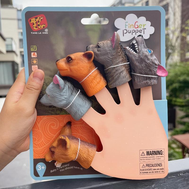 5Pcs/Set Finger Doll Set Baby Doll Hand Cartoon Family Hand Doll Cloth Theater Educational Toys for Kids 0-10Years