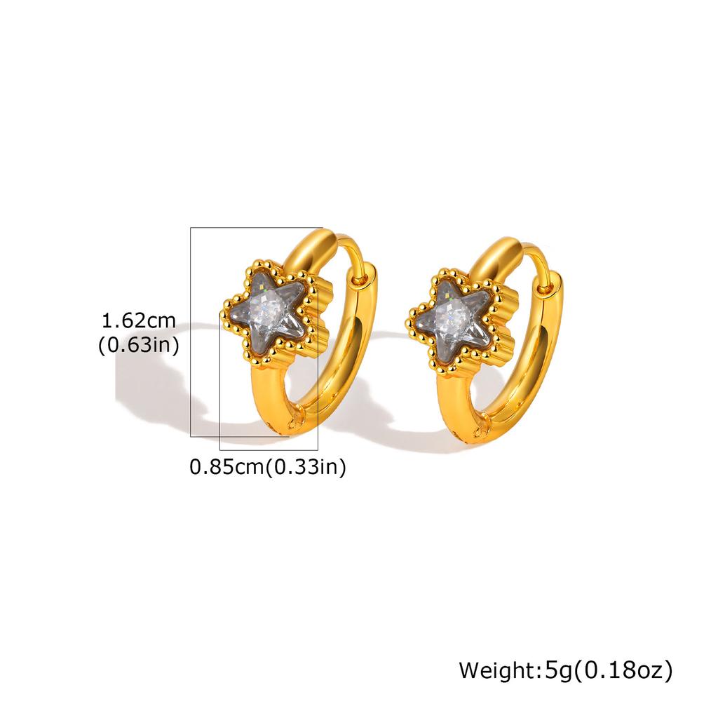 Heart Shape Cubic Zirconia Golden Hoops Earrings Women, Waterproof Stainless Steel Circle Huggies Small Ear Buckle Female Gift