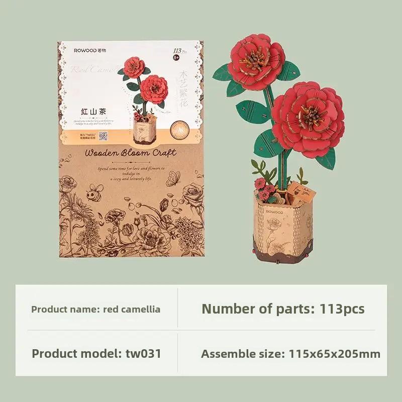Wood Art Three-Dimensional Puzzle Block Flower Assembly Bouquet Desktop Decoration Children's Puzzle Assembly Toy G229 St Practical Use
