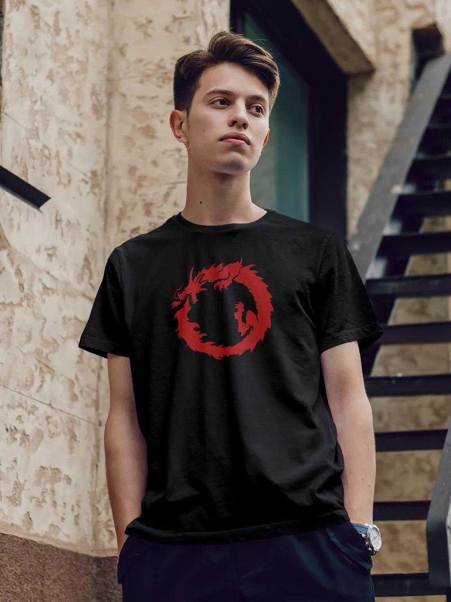 T-shirt with dragon eating itself XL