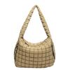 Geplooide Wolk Tas Dames Tas Enkele Schouder Crossbody Dubbelzijdig Trekkoord Grote Capaciteit Donskatoen Kleding Tote Tas