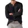 2023 Spring Men's V-Neck Long-Sleeve Casual Linen Beach Shirt