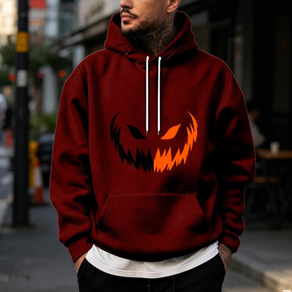 Men's Halloween Printed Pullover Hoodie Sweatshirt