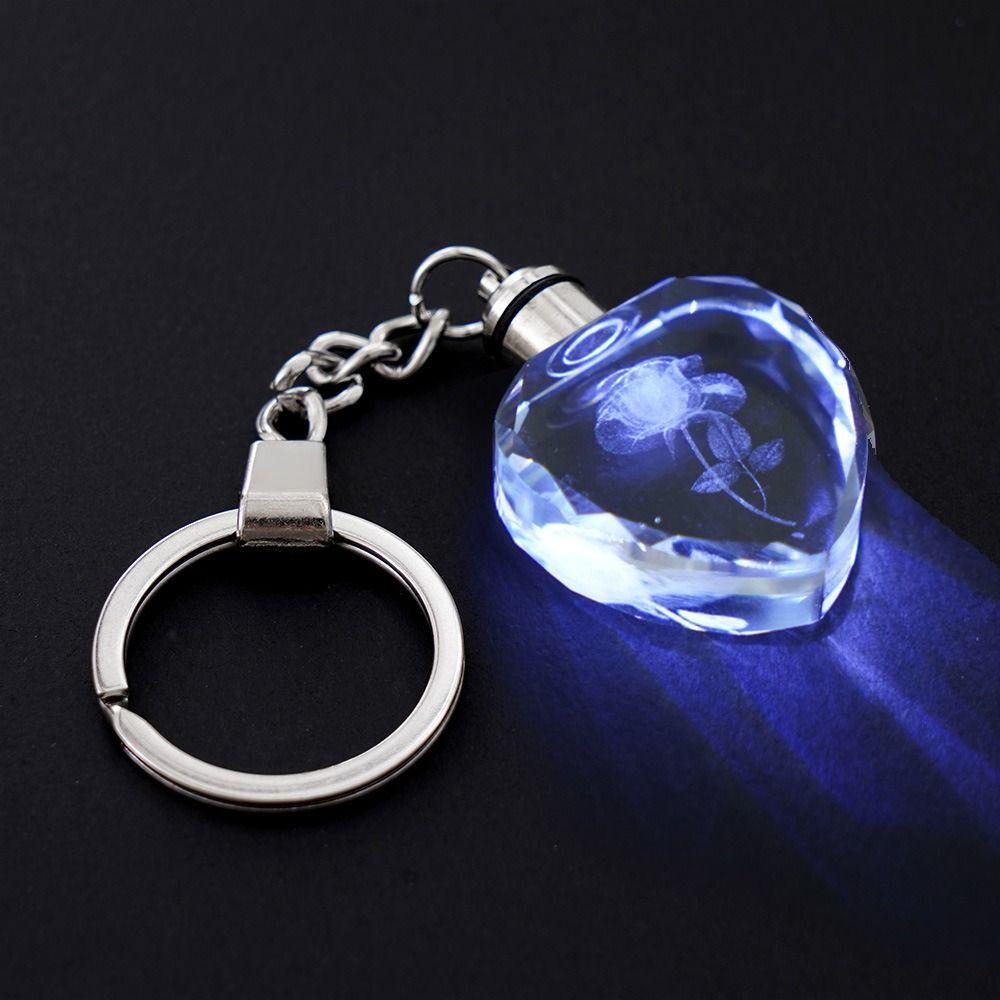 Crystal Rhinestone Crystal Keychain Rose Flower Pattern Rhinestone Keychain Souvenir