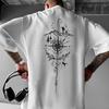 Summer Mens Tshirt in Dark Gothic Style Featuring Thorns Cross Angel Wings Trendy Hiphop Streetwear Short Sleeve