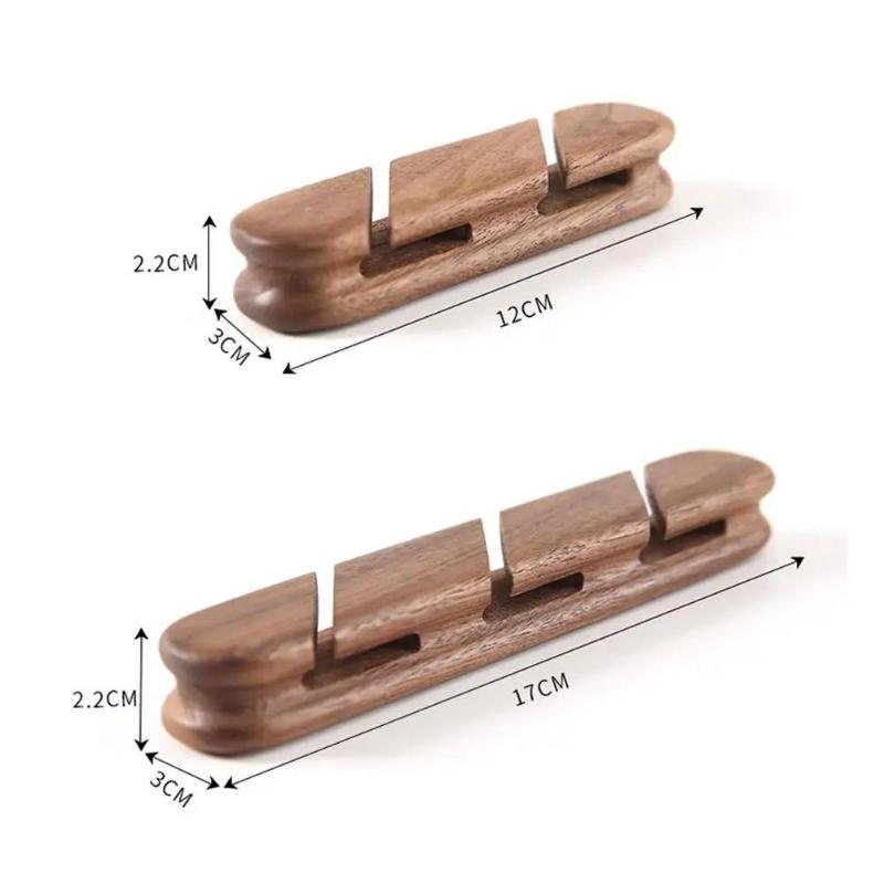 Solid Wood Cable Organizer Desktop Storage Box Secure Design For Data Cables Headphones Ideal For Office Workspace