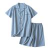 1 Set Pajama Set Soft Short Sleeve Casual Thin Comfortable Sleeping Wear Cotton Grid Print Men Homewear Daily Clothing