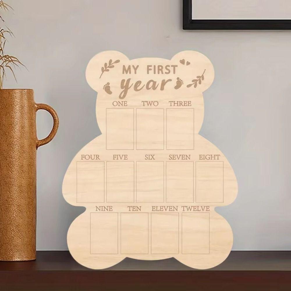 Bear/Egg/Door Shape Baby Milestone-Photo Frame Wood Board Photo Banner  Mothers Day Celebrations