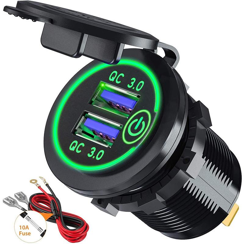 

New Dual USB Auto Electrical Appliances Car Charger Fast Charging Touch Switch ABS High and Low Temperature Resistant Material